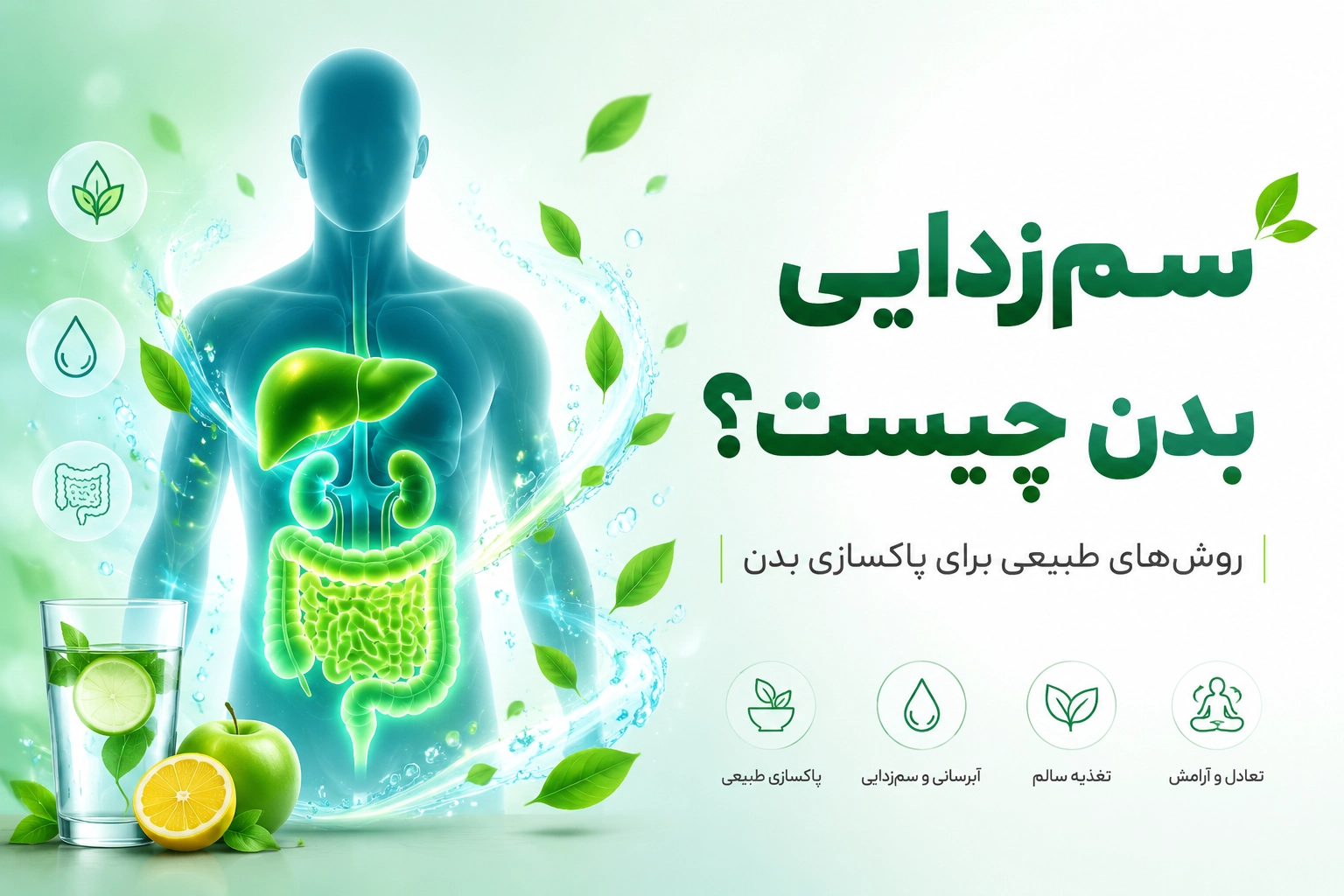 سمزدایی بدن چیست؛ تصویر مفهومی از پاکسازی طبیعی بدن و حمایت از کبد و سیستم گوارش
