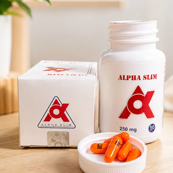 قرص لاغری آلفا اسلیم نارنجی Alpha Slim با بسته‌بندی اصلی و کپسول‌های نارنجی